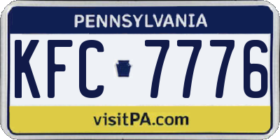 PA license plate KFC7776