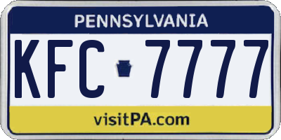 PA license plate KFC7777
