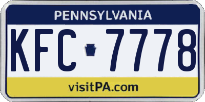 PA license plate KFC7778