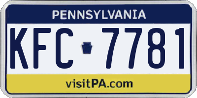 PA license plate KFC7781