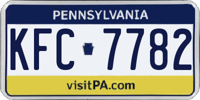 PA license plate KFC7782