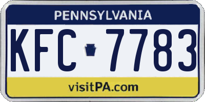 PA license plate KFC7783