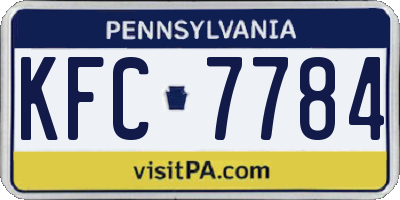 PA license plate KFC7784