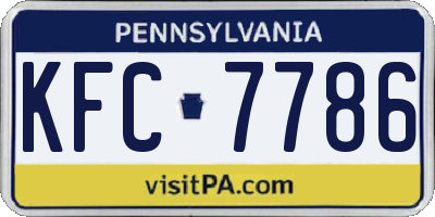PA license plate KFC7786
