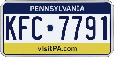 PA license plate KFC7791