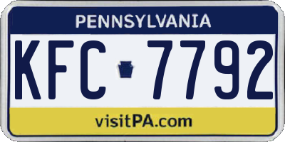 PA license plate KFC7792