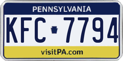 PA license plate KFC7794
