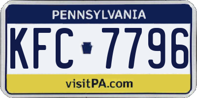 PA license plate KFC7796