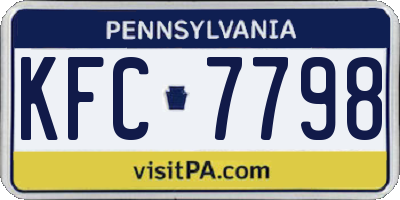PA license plate KFC7798
