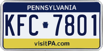 PA license plate KFC7801