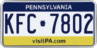 PA license plate KFC7802