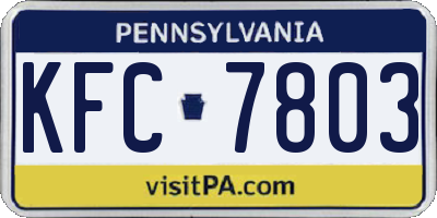 PA license plate KFC7803
