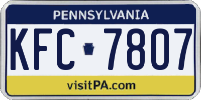 PA license plate KFC7807