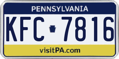 PA license plate KFC7816
