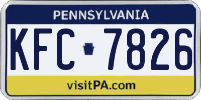 PA license plate KFC7826
