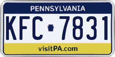 PA license plate KFC7831