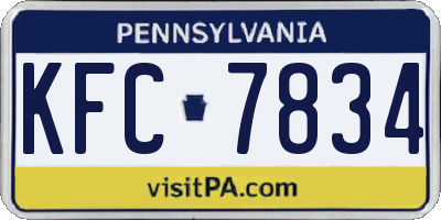PA license plate KFC7834