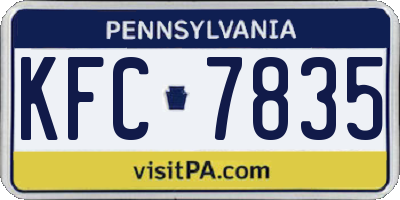 PA license plate KFC7835