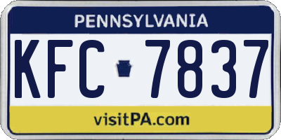 PA license plate KFC7837