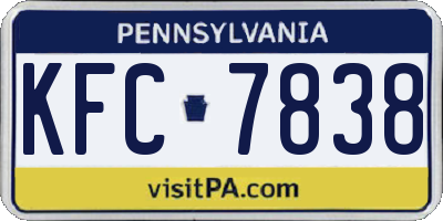 PA license plate KFC7838