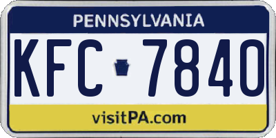 PA license plate KFC7840