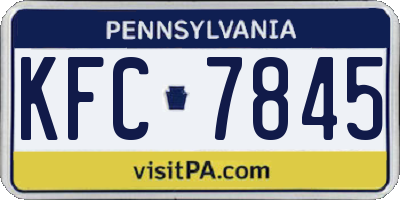 PA license plate KFC7845