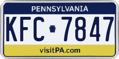 PA license plate KFC7847
