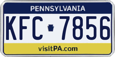 PA license plate KFC7856