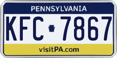 PA license plate KFC7867