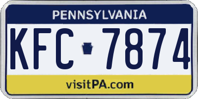 PA license plate KFC7874