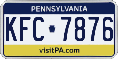 PA license plate KFC7876