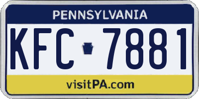 PA license plate KFC7881