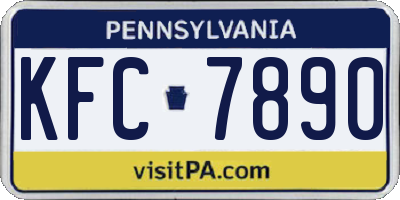 PA license plate KFC7890