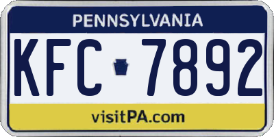 PA license plate KFC7892
