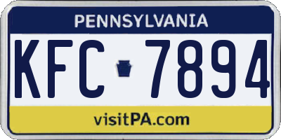 PA license plate KFC7894