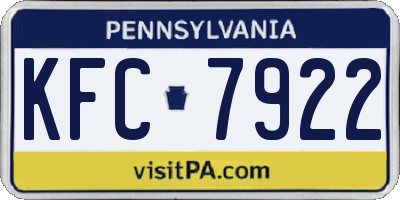PA license plate KFC7922