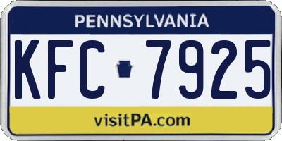 PA license plate KFC7925