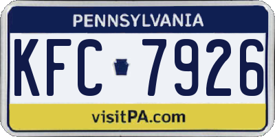 PA license plate KFC7926