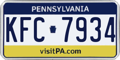 PA license plate KFC7934