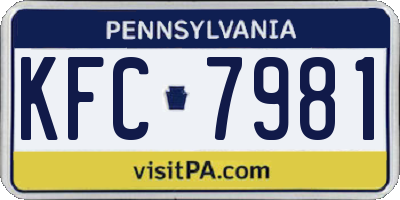 PA license plate KFC7981