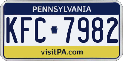 PA license plate KFC7982