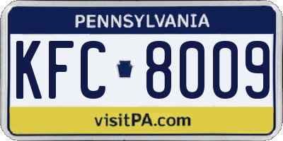PA license plate KFC8009