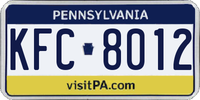 PA license plate KFC8012