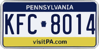 PA license plate KFC8014