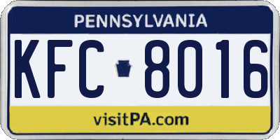 PA license plate KFC8016