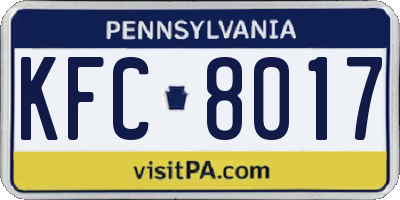 PA license plate KFC8017