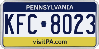 PA license plate KFC8023
