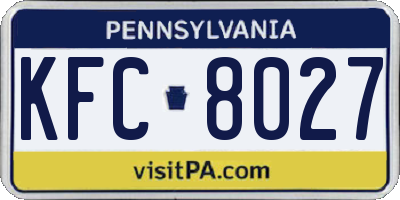 PA license plate KFC8027