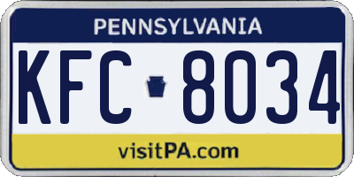 PA license plate KFC8034