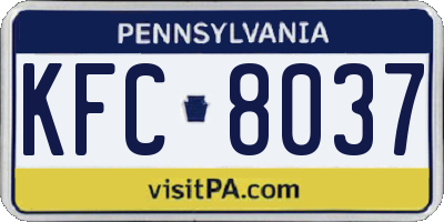PA license plate KFC8037